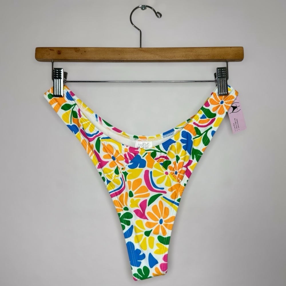 New Wild Fable S (4-6)Colorful Floral Bikini Bottom Low Rise, Ultra High